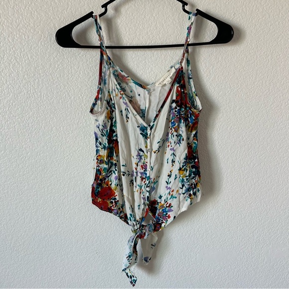 Lovestitch Boho Asymmetrical Sheer Tie Front Cropped Spaghetti Starp Camisole - Picture 1 of 6